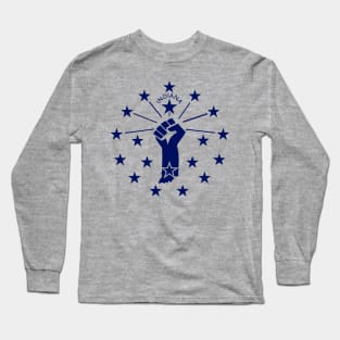 Indiana Power Flag Map Long Sleeve T-Shirt